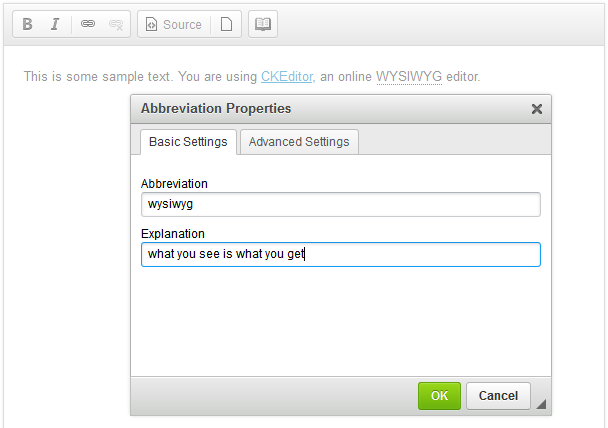 Modifying an abbreviation in CKEditor